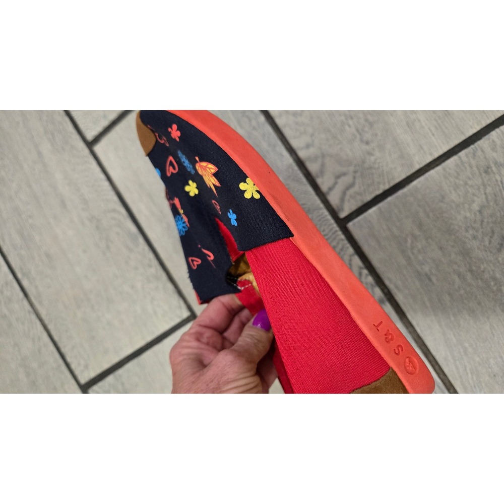 Traditional Chinese Floral Canvas Slip On Shoes Red Navy Flats Size 39 - Picture 5 of 7